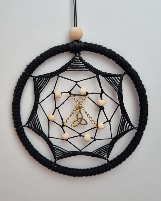 Triquetra Mandala Black-gold Ø10cm (3.9in)