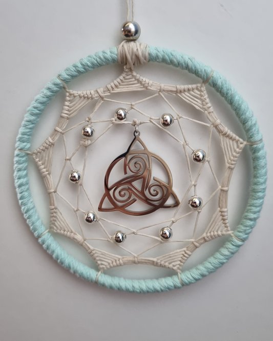 Triquetra Mandala Turquoise-White Ø10cm (3.9in)